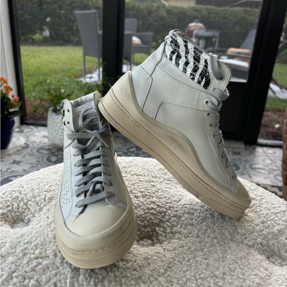 NWT P448 STAR Skate HIGH TOP SNEAKERS SZ 7 or 37 Rare! Zebra print white - Picture 7 of 9